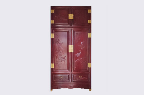 西藏高端中式家居装修深红色纯实木衣柜