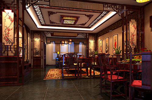 西藏夜晚下的中式室内家居住宅装修设计效果图