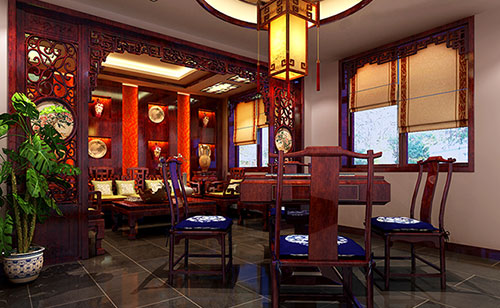 西藏古典中式风格茶楼包间设计装修效果图