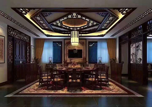 西藏四合院古典中式装修会所效果图