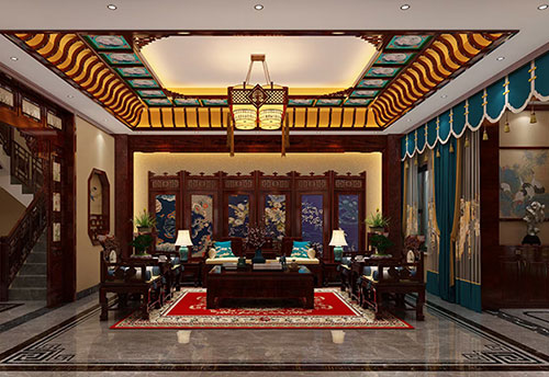 西藏2023独栋别墅中式装修风格设计效果图